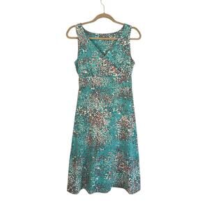 Eddie Bauer V-neck Sleveless Midi Dress Aqua Blue Sz S